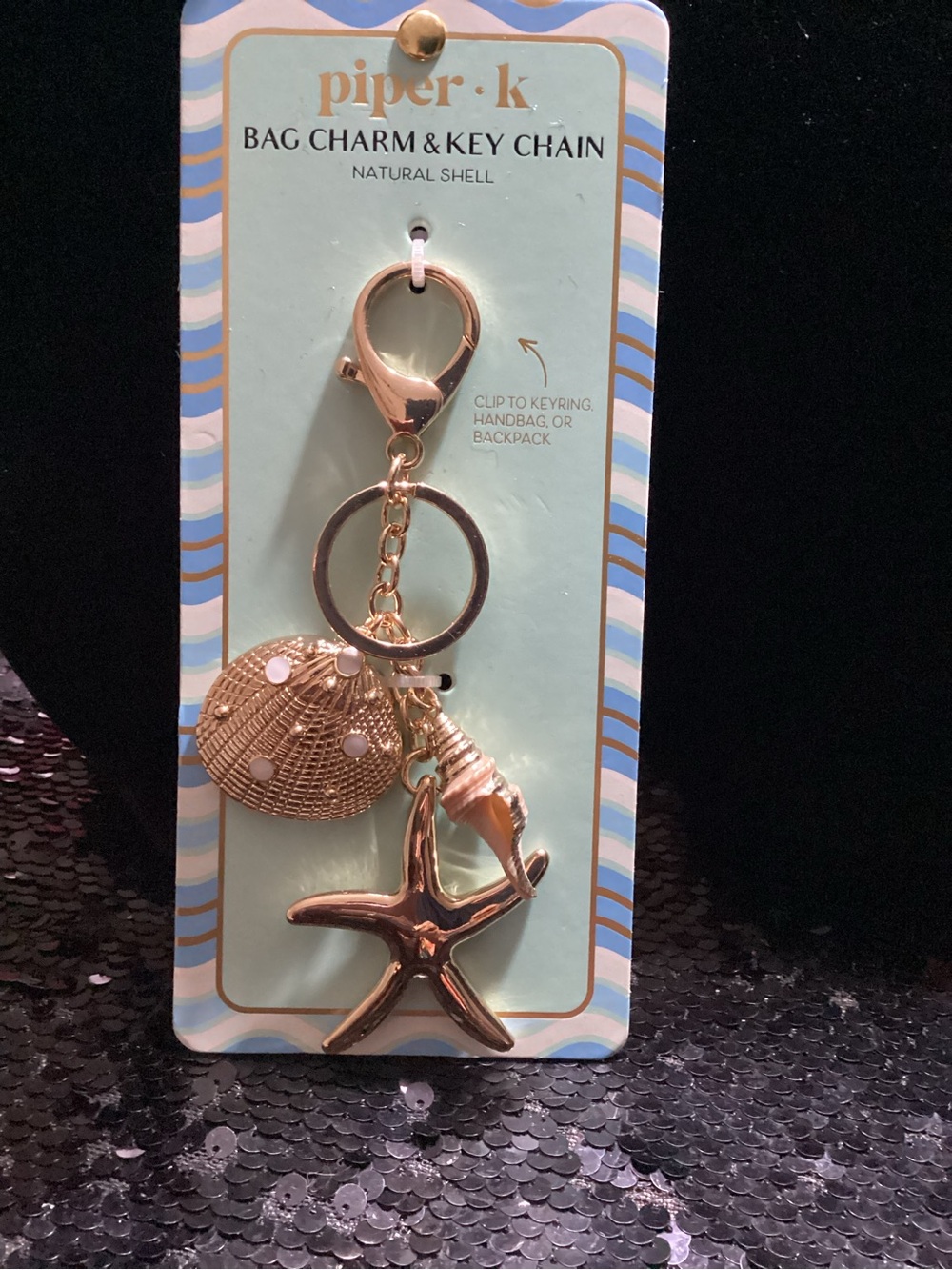 Piper Rose Gold Shell & Starfish Keychain Bag Charm